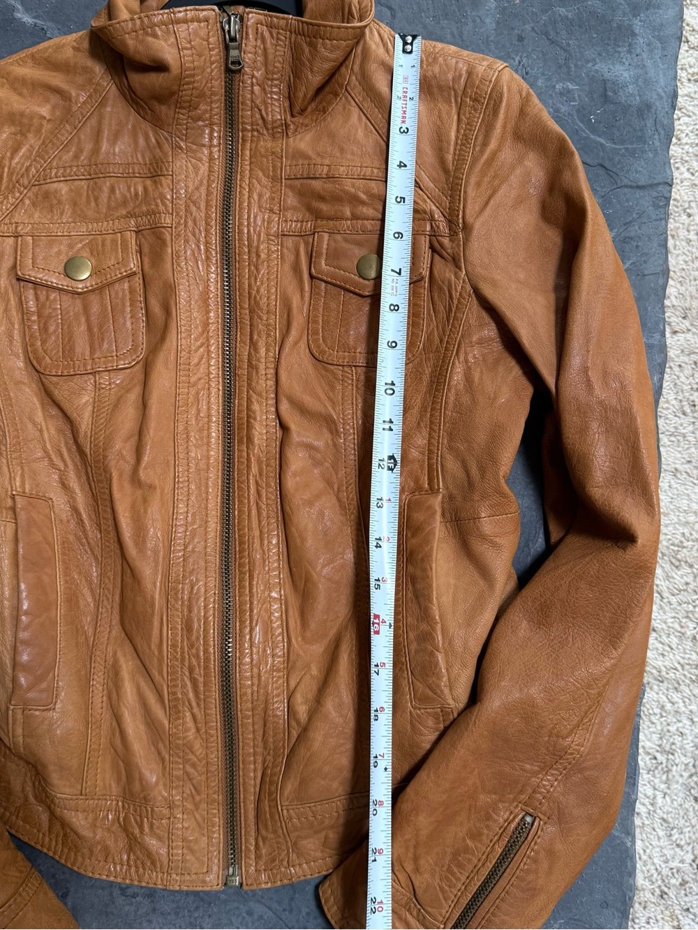 Black Rivet women’s cognac genuine leather jacket in size Medium. Buttery-soft - Picture 6 of 9